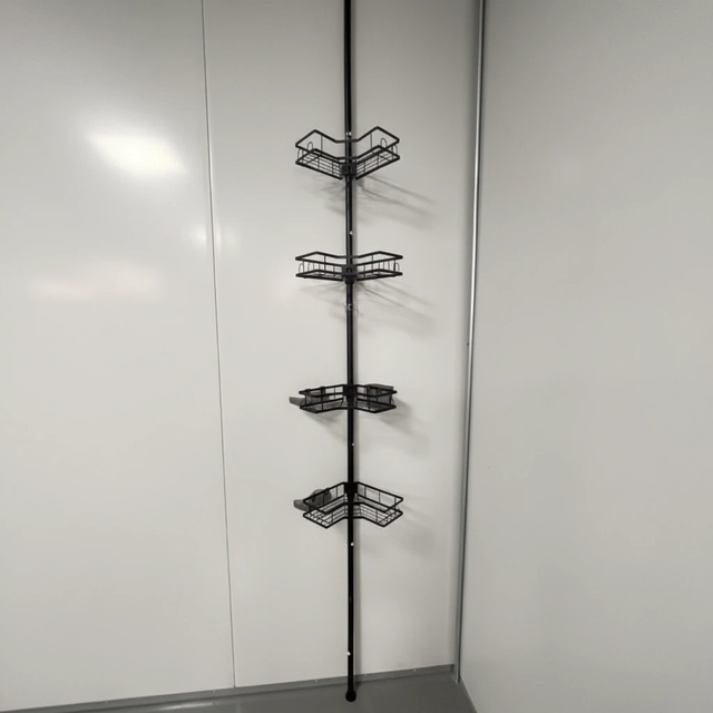 4-Tier Telescopic Corner Bathroom Shower Caddy Organizer 109-290cm Adjustable No-Drill Matte Black Home & Garden Uncategorized
