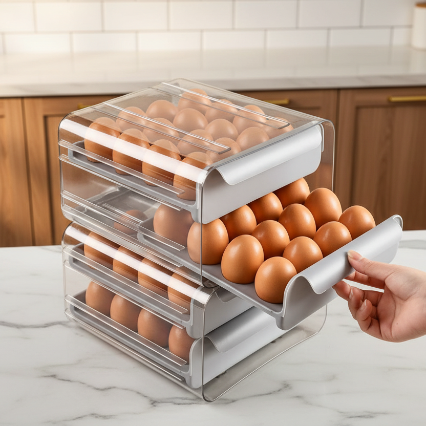 3 Tier Acrylic Egg Holder Storage Organizer for 32 Eggs