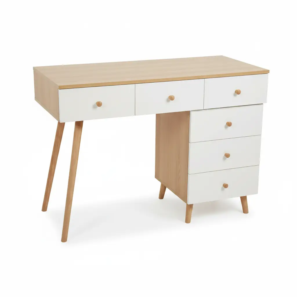 Scandinavian Study Desk with 6 Drawers Study Desk Desks