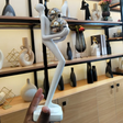 Abstract Running Figure Chrome Silver Balls Resin Sculpture White Marble Base 45cm Home & Garden Sculptures & Statues