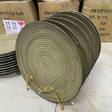 Set of 6 Heavy Ceramic 10.5 Inch Dinner Plates Spiral Embossed Concentric Texture Olive Sage Green Kitchen & Dining Plates