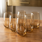 Drinking Glass Set - Oval Amber Tinted 450ml Set of 6 Kitchen & Dining Drinkware Sets