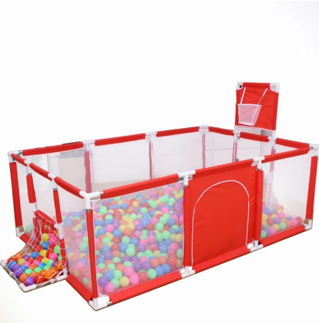 Baby Play Pen with Basketball Hoop Football Goal and 30 Balls Kids Safety Fence Home & Garden Play Yards