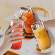 Glass Cup - 500ml Borosilicate Can with Bamboo Lid and Glass Straw Clear Kitchen & Dining Tumblers