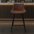 Ribbed Leather Bar Stool - Brown Bar Stools