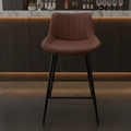Ribbed Leather Bar Stool - Brown Bar Stools