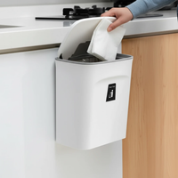 Kitchen Wall Mounted Hanging Trash Can with Flip Lid Cabinet Door Waste Bin Removable Liner Grey White Home & Garden Trash Cans