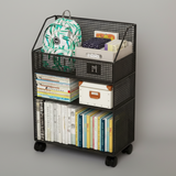 Multipurpose Bookshelf Stand with Wheels 3-Tier Storage Organizer 45x22x63cm