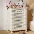 Foldable Laundry Hamper with Wheels 38x20x45cm Ventilated Storage Basket Home & Garden Laundry Baskets