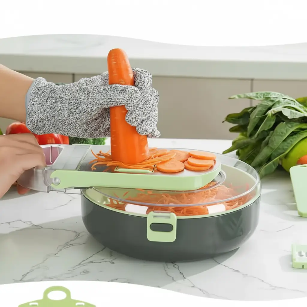 Vegetable Chopper - 9pcs Multi-Functional Slicer & Dicer Green Kitchen & Dining Kitchen Slicers