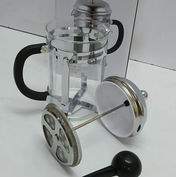 Jinmeilai Glass French Press Coffee Maker 850ml Chrome Dome Lid Mesh Plunger Filter Black Handle Kitchen & Dining French Presses