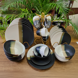 Dinner Set - 24-Piece Black & White Gradient Collection
