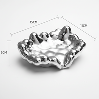 Luxury Ceramic Bubble Edge Soap Dish Drainage Tray 15x11x5cm Gold Silver Bathroom Countertop Jewellery Tray Home & Garden Soap Dishes & Holders