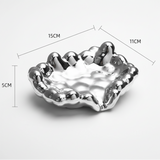 Luxury Ceramic Bubble Edge Soap Dish Drainage Tray 15x11x5cm Gold Silver Bathroom Countertop Jewellery Tray Home & Garden Soap Dishes & Holders