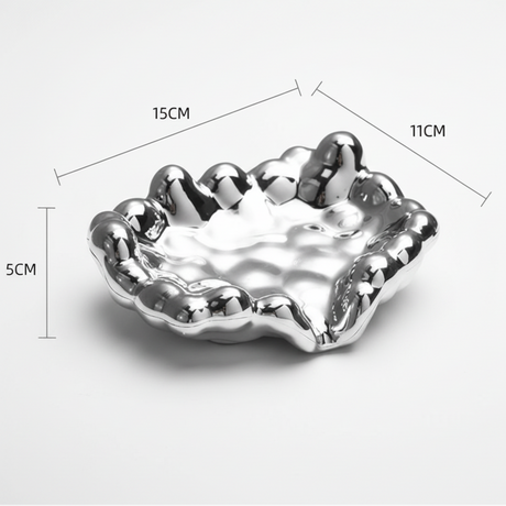 Luxury Ceramic Bubble Edge Soap Dish Drainage Tray 15x11x5cm Gold Silver Bathroom Countertop Jewellery Tray Home & Garden Soap Dishes & Holders