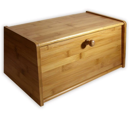 Bamboo Wooden Bread Bin with Magnetic Flap Lock and Spice Storage Countertop Kitchen Organizer Kitchen & Dining Bread Boxes & Bags