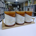 Canister Set - 3-Piece 500ml Ceramic Coffee Sugar Tea with Bamboo Stand Spoons Kitchen & Dining Food Storage Containers