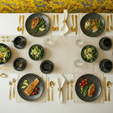 Dinner Set - 24pcs Black White Geometric Mandala Ceramic Serves 6 Kitchen & Dining Dinnerware Sets
