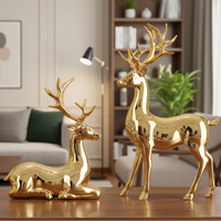2-Piece European Gold Electroplated Resin Deer Figurines Home Office Decor Home & Garden Figurines