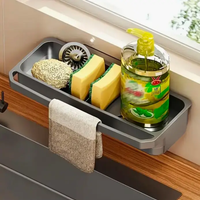 Sink Caddy - Wall-Mounted No-Drill ABS with Drip Tray and Towel Bar Kitchen & Dining Sink Caddies