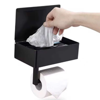 Stainless Steel Toilet Paper Holder with Storage Box Black Home & Garden Toilet Paper Holders