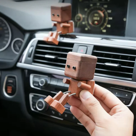 Wooden Robot Car Diffuser Leg-Shaking Vent Clip Light Brown Coffee Brown 37x60mm Home & Garden Vehicle Air Fresheners