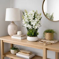 Artificial Gladiolus Flowers in White Ceramic Pot Tabletop Arrangement Home & Garden Artificial Flowering Plants