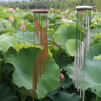18-Tube Rotating Aluminum Wind Chime 90cm Spiral Soothing Melody Indoor Outdoor Gold Silver Home & Garden Wind Chimes