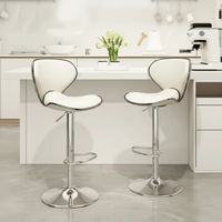 Adjustable Leather Bar Stool with Chrome Base and Footrest Home & Garden Adjustable Bar Stools