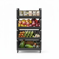 Kitchen Storage Rack - 4-Tier Rolling Basket Organiser with Wheels Kitchen & Dining Household Storage Caddies
