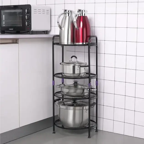 Pot Rack - 5-Tier Freestanding Metal Wire Round Matte Black Kitchen & Dining Pot Racks