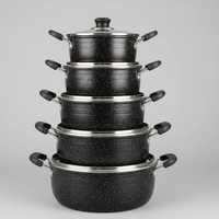 James Pot Black Cookware Set 5-Piece with Granite Finish Kitchen & Dining Cookware Sets