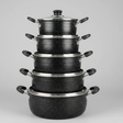 James Pot Black Cookware Set 5-Piece with Granite Finish Kitchen & Dining Cookware Sets