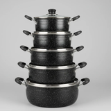 James Pot Black Cookware Set 5-Piece with Granite Finish Kitchen & Dining Cookware Sets