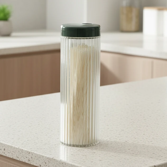 Acrylic Spaghetti Noodles Storage Jar Airtight Lid Transparent Tall Canister Kitchen & Dining Food Storage Containers