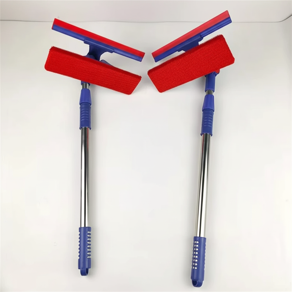 2-in-1 Telescopic Window Cleaner with 360° Rotating Head Microfibre Scrubber and Squeegee Home & Garden Squeegees