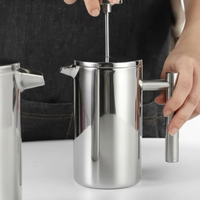 Mixpresso Stainless Steel French Press Coffee Maker 1000ml Double Wall Mirror Polish with Measuring Spoon Kitchen & Dining French Presses