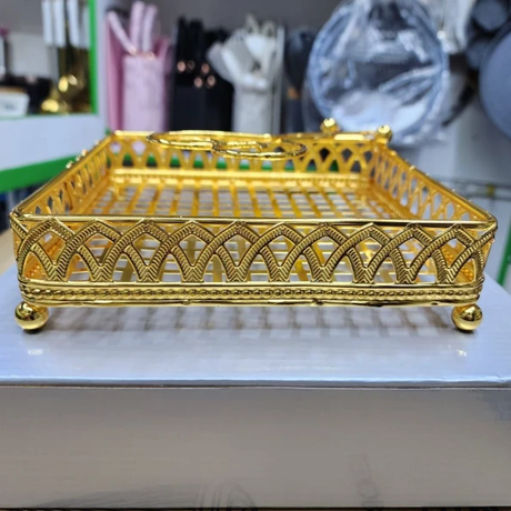 Luxury Gold Napkin Holder Serviette Holder Ornate Metal Filigree Tray Kitchen & Dining Napkin Holders