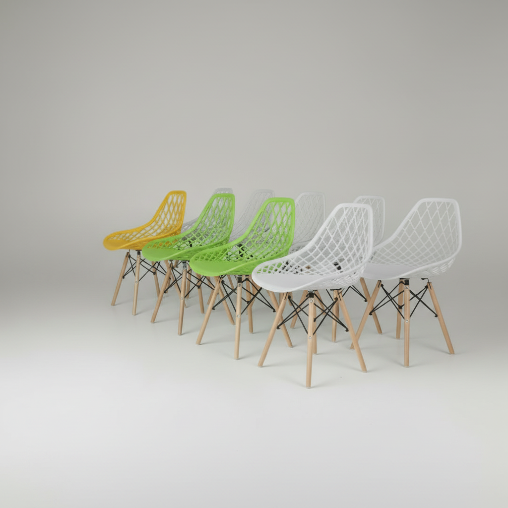 Dining Chair - Modern Geometric with Wood Legs