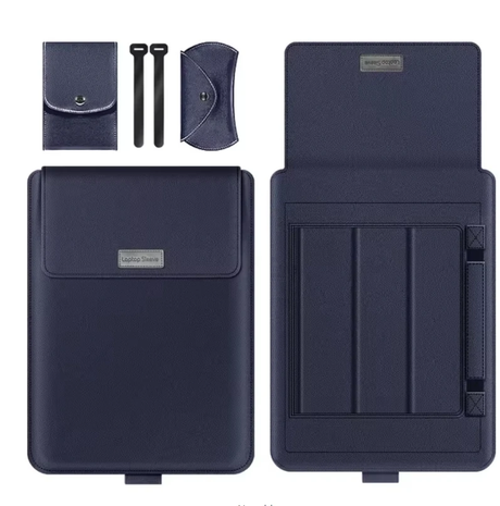 3-in-1 Laptop Sleeve Stand Mouse Pad PU Leather Brown Grey Black Green Blue Office Furniture Computer Covers & Skins