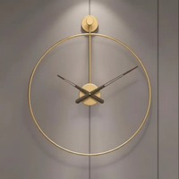 Luxury Single-Ring Open-Face Wall Clock 60cm Ultra-Minimalist Metal Gold Black Home & Garden Wall Clocks