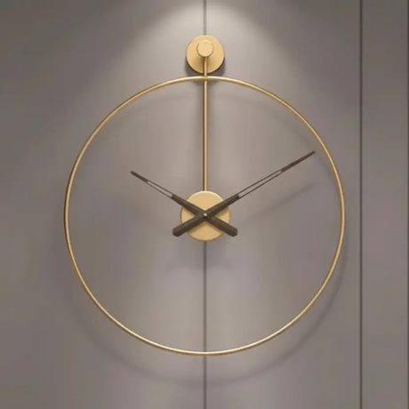 Luxury Single-Ring Open-Face Wall Clock 60cm Ultra-Minimalist Metal Gold Black Home & Garden Wall Clocks