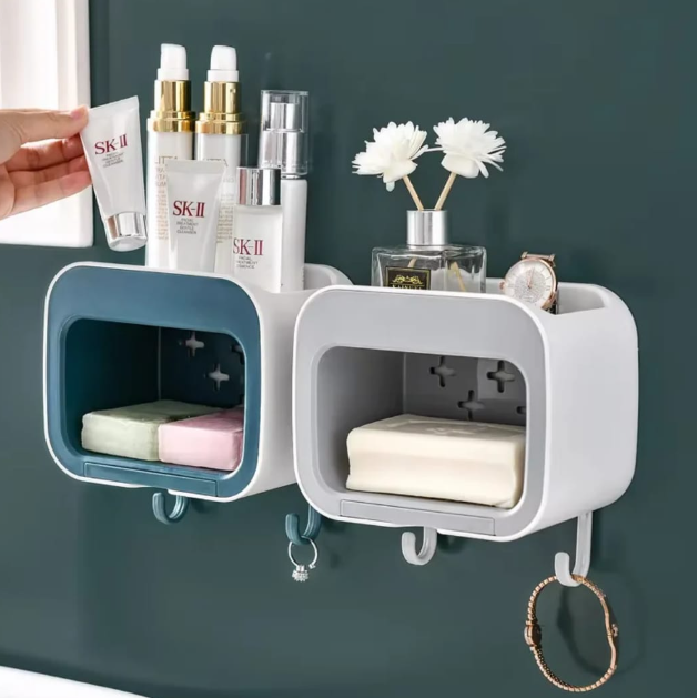 Wall Mounted Bathroom Organizer Rack With Hooks For Kitchen And Shower Storage Home & Garden Wall-Mounted Caddies
