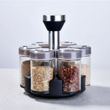 Spice Rack - Rotating 7-Jar Glass Organizer