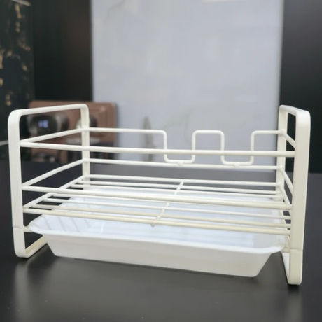 Sink Caddy Organizer with Water Tray White Carbon Steel Kitchen & Dining Sink Caddies