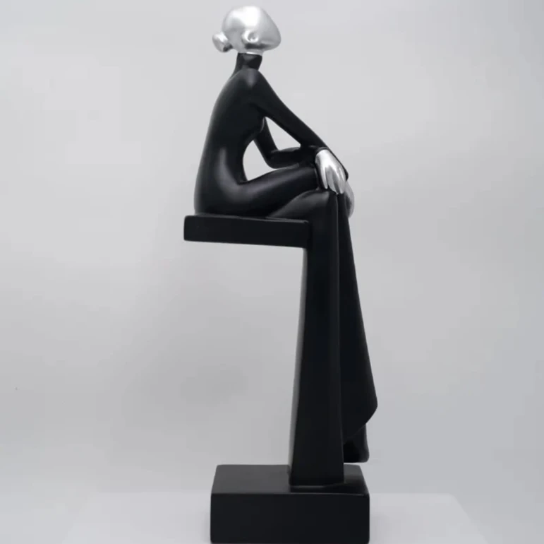 Art Resin Sitting Woman Sculpture Abstract Figurine Home Office Decor Home & Garden Sculptures & Statues