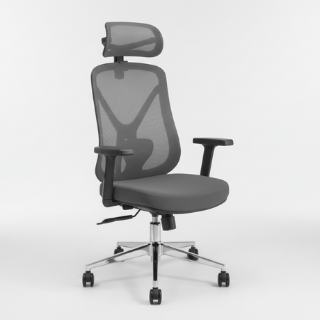 Executive Office Chair - Ergonomic Mesh with Adjustable Headrest & Lumbar Support