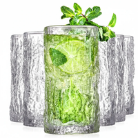 Six Piece Ice Texture Crystal Glass Set 350ml Drinking Glasses Kitchen & Dining Tumblers