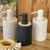 Bamboo Luxury Grid Embossed Soap Lotion Pump Dispenser Kitchen Bathroom Shower Gel Black White Grey Beige Home & Garden Soap & Lotion Dispensers