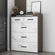 Modern Bucket Flip Shoe Cabinet with Marble Effect Multi-Layer Storage 120cm